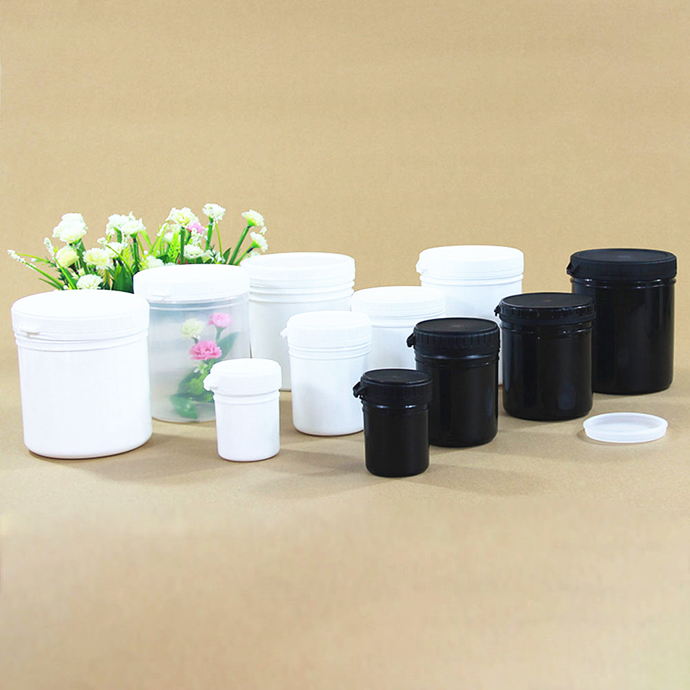 HDPE wide mouth sealed plastic spiral jar with lid for powder packing