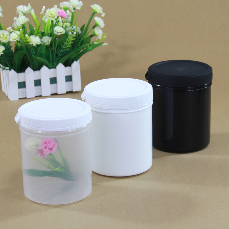HDPE wide mouth sealed plastic spiral jar with lid for powder packing