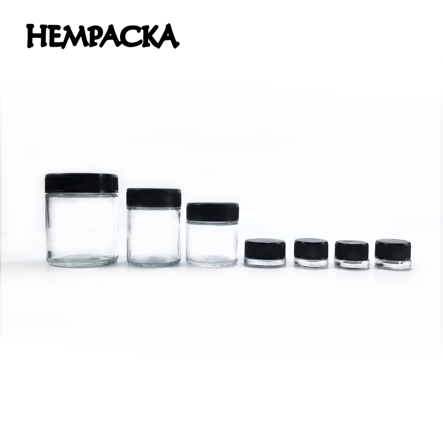 HEMPACKA Airtight Smell Proof Weed Container 90ML Child Resistant Weed Glass Jar