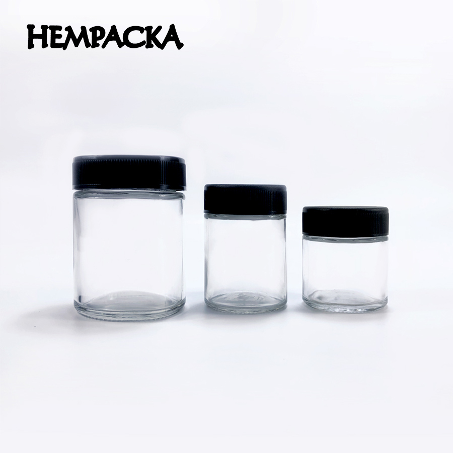 HEMPACKA Airtight Smell Proof Weed Container 90ML Child Resistant Weed Glass Jar