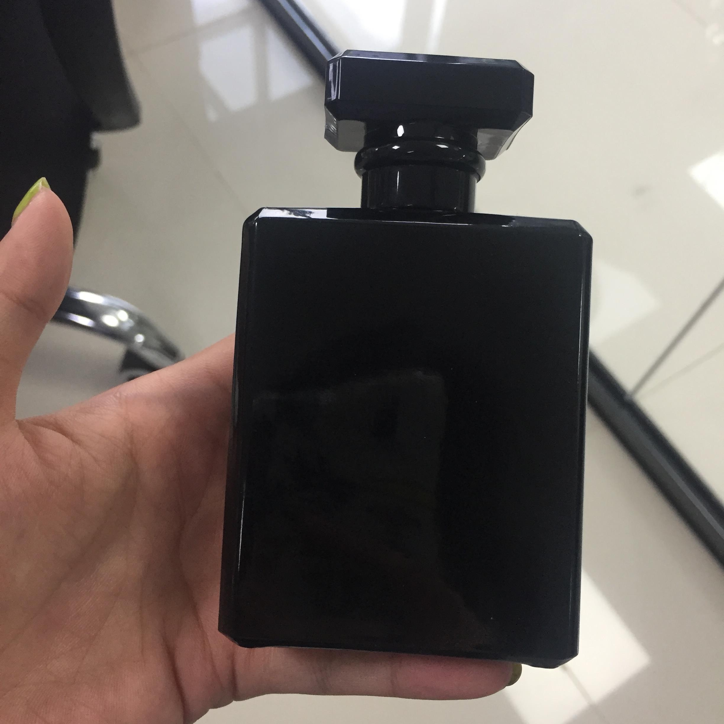 HIGH quality 15ml 30ml 50ml 100ml Frosted clear black rectangular perfume glass spray bottle