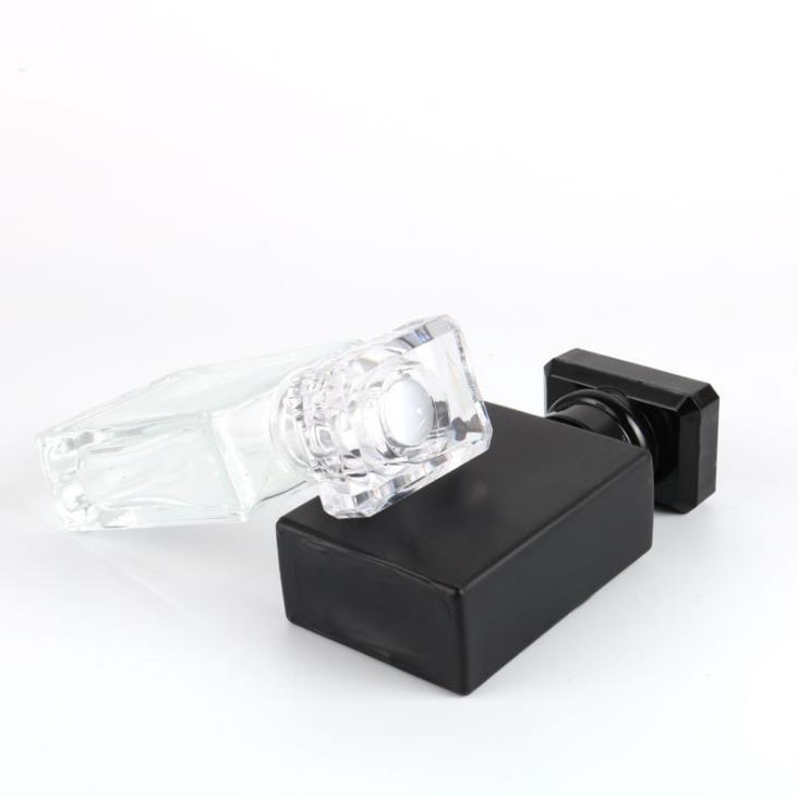 HIGH quality 15ml 30ml 50ml 100ml Frosted clear black rectangular perfume glass spray bottle