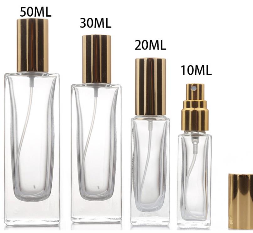 HIGH quality 15ml 30ml 50ml 100ml Frosted clear black rectangular perfume glass spray bottle