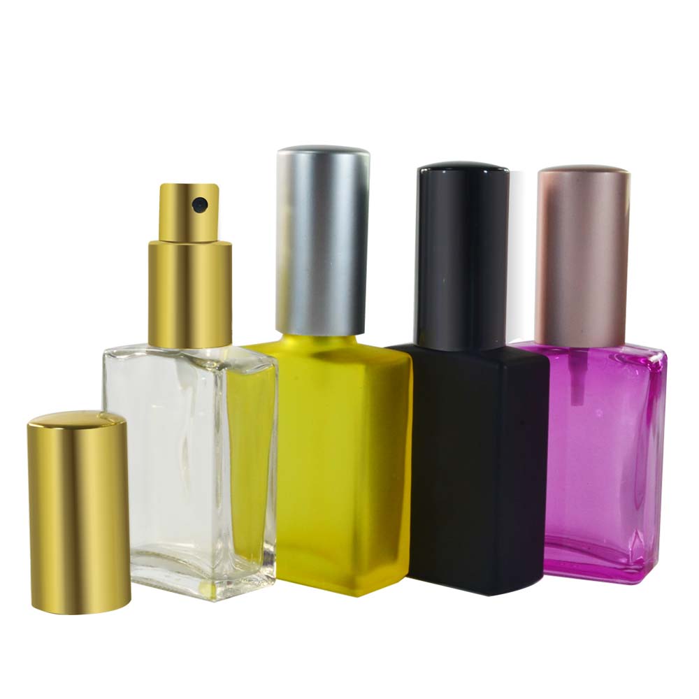 HIGH quality 15ml 30ml 50ml 100ml Frosted clear black rectangular perfume glass spray bottle