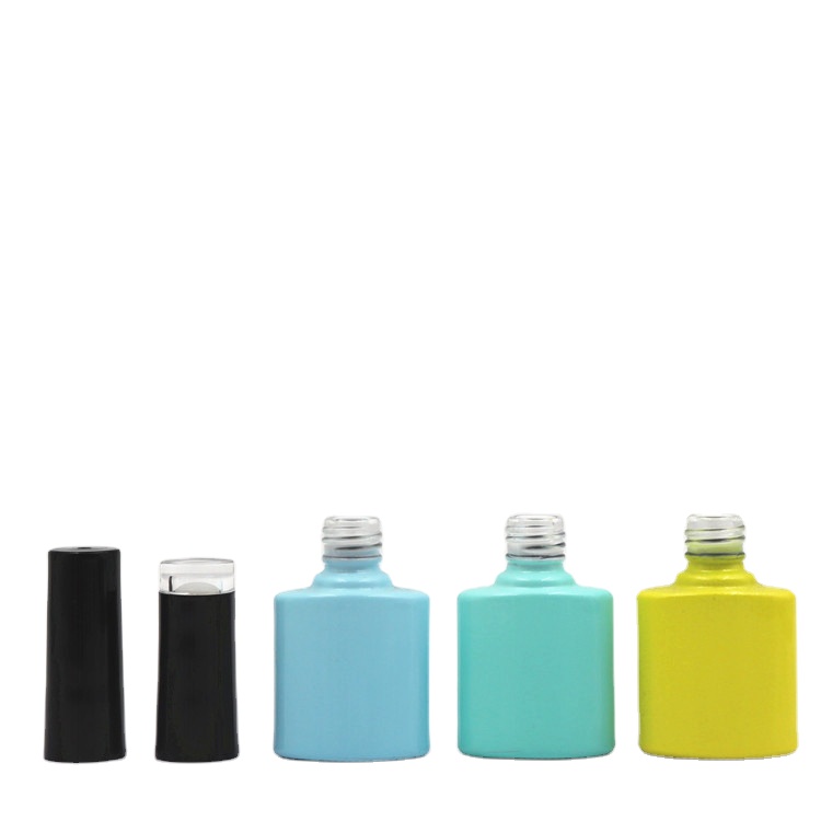 HIgh quality 9ml empty coating color cosmetic nail gel polish glass bottle with cap and brush