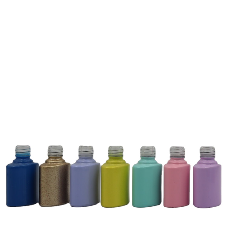 HIgh quality 9ml empty coating color cosmetic nail gel polish glass bottle with cap and brush
