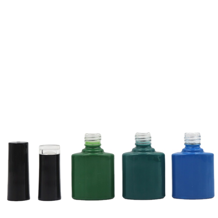 HIgh quality 9ml empty coating color cosmetic nail gel polish glass bottle with cap and brush