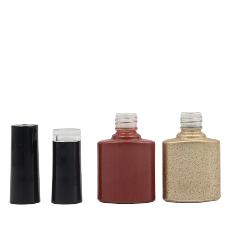HIgh quality 9ml empty coating color cosmetic nail gel polish glass bottle with cap and brush