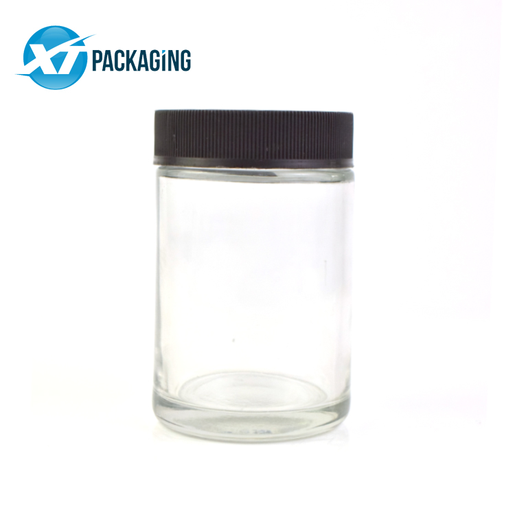 HOT 1 2 3oz 4oz 5oz clear candy round containers straight-sided spice glass jars with plastic lid storage container