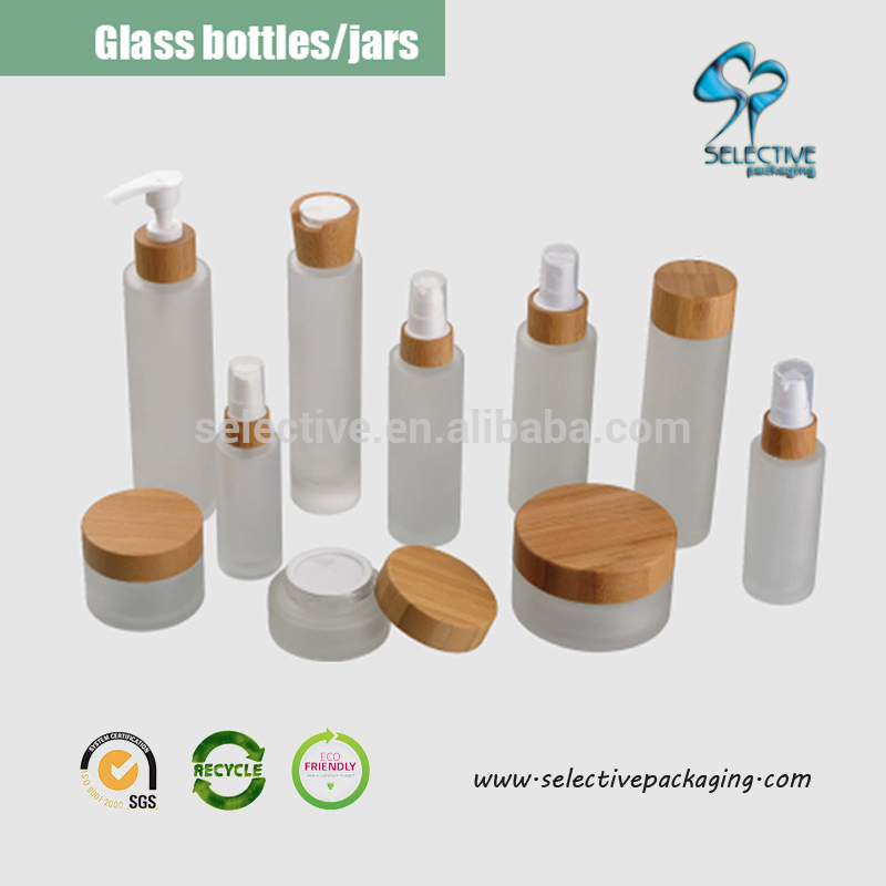 HOT 30ml/50ml/100ml/120ml/150ml frosted glass jar wooden lid in stock