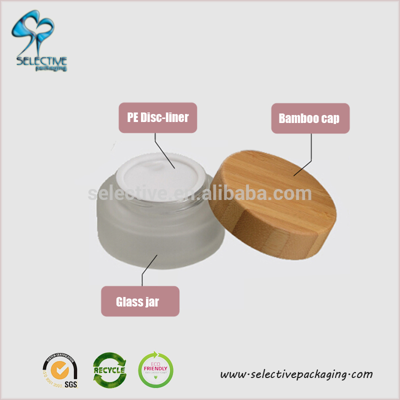 HOT 30ml/50ml/100ml/120ml/150ml frosted glass jar wooden lid in stock