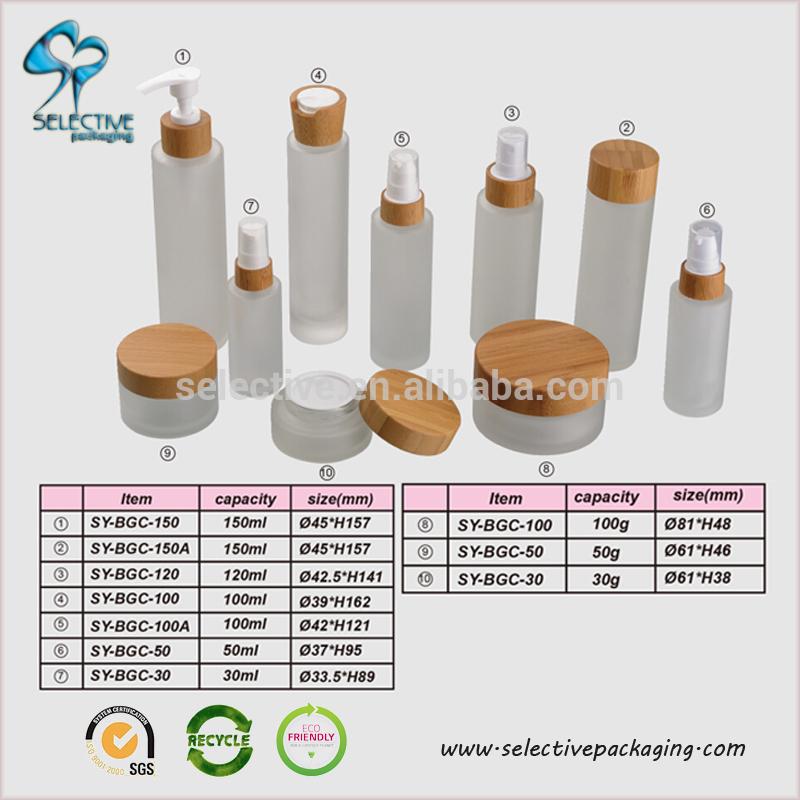 HOT 30ml/50ml/100ml/120ml/150ml frosted glass jar wooden lid in stock