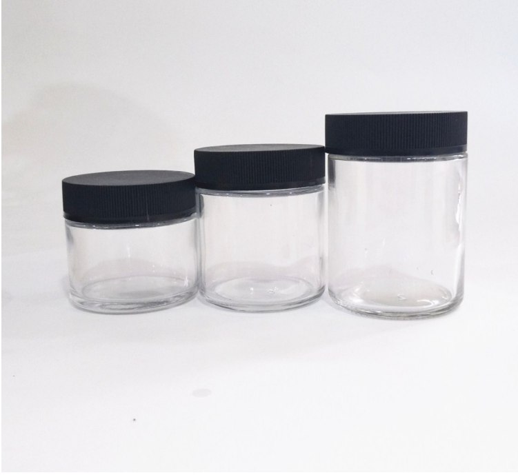 HOT 60ML 3.5 gram Glass Jar Manufacturer Jar Airtight Clear Glass Storage Round Packaging Child Proof Weed Jar