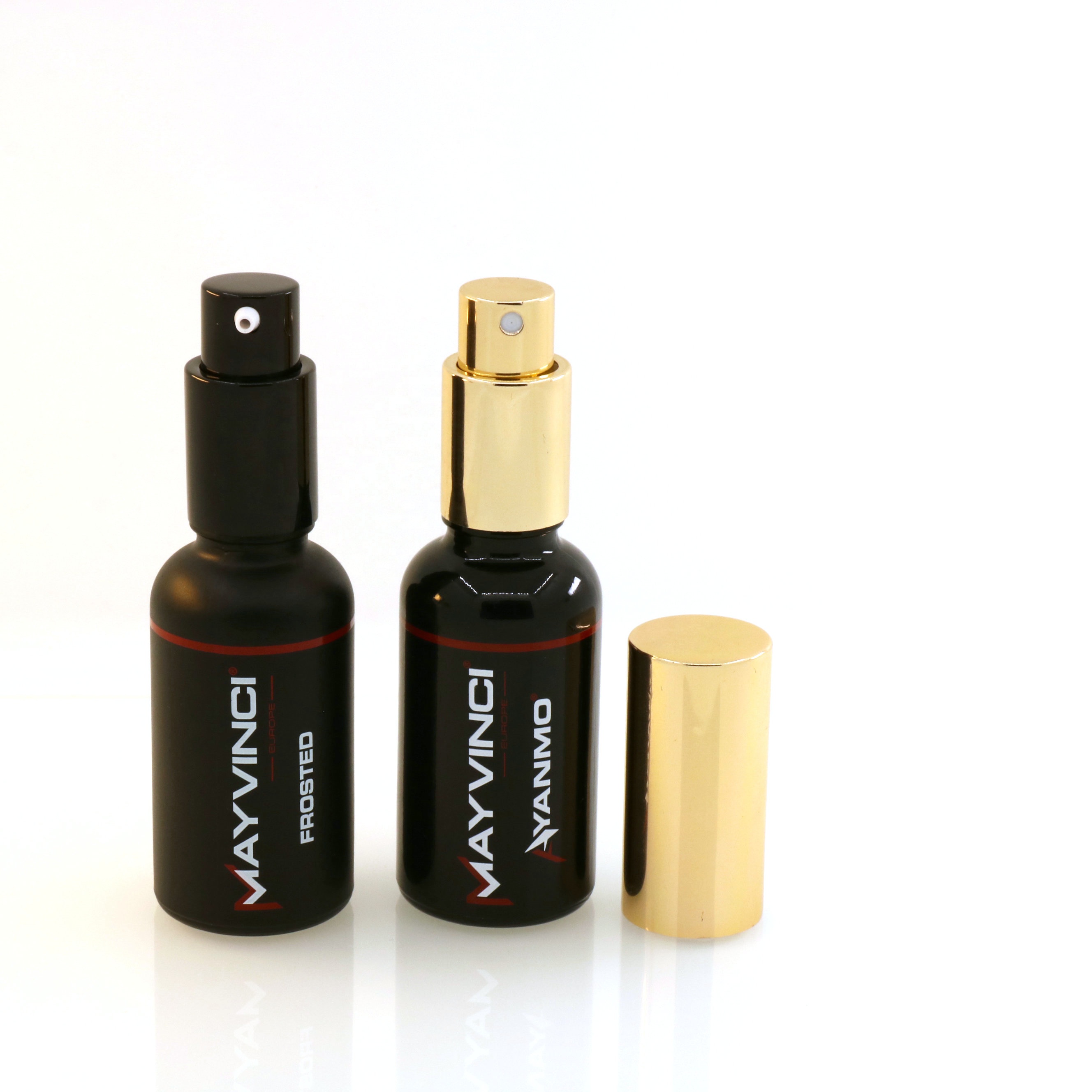 HOT SALE matte black glass essential oil 30ml 50ml mist spray bottles frosted black glass bottle with aluminum sprayer cap