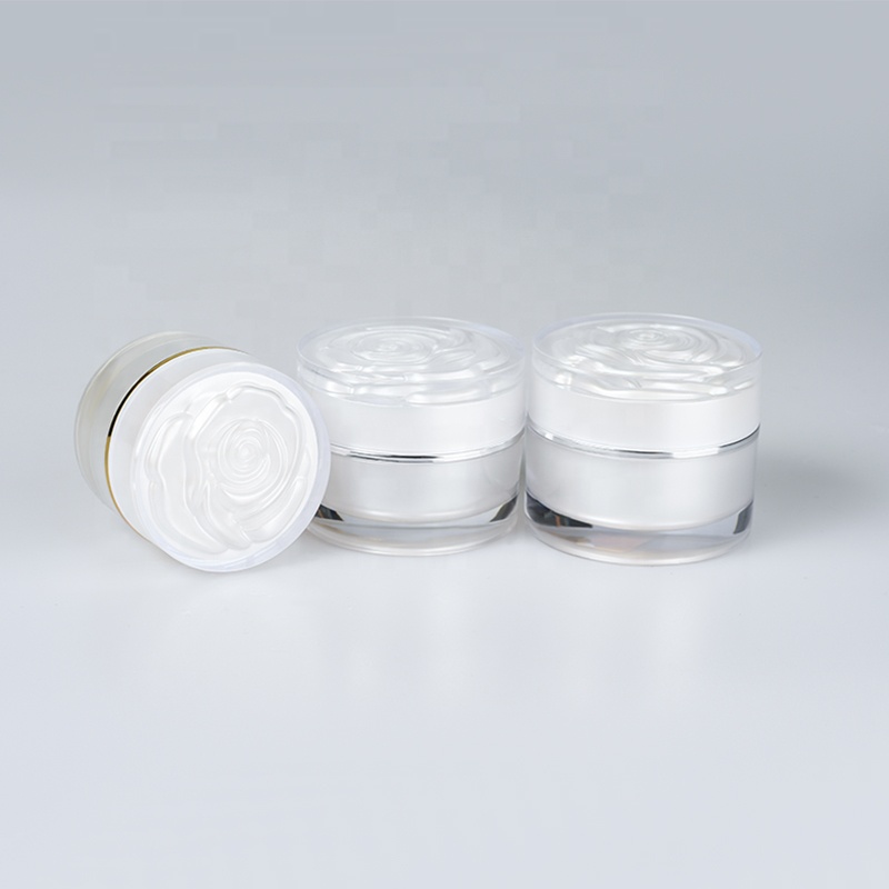 HOT SALE popular Pearly white cosmetic container 10g 15g 30g 50g acrylic body cream jar with rose cap