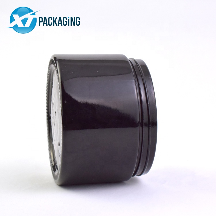 HOT SELL CR child resistant black glass jar for hemp weed packing glass jar container