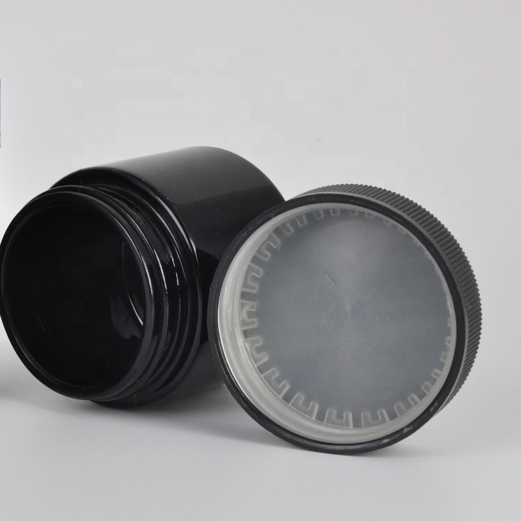 HOT premium 1oz 2oz 4oz 10oz 18oz matte and bright black cream glass jar with black lid