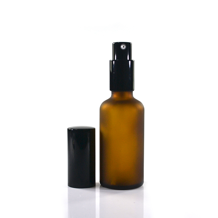 HXZ 30ml 50ml 60ml frosted blue green amber clear empty bottles cosmetics travel glass bottle with pump lotion cap