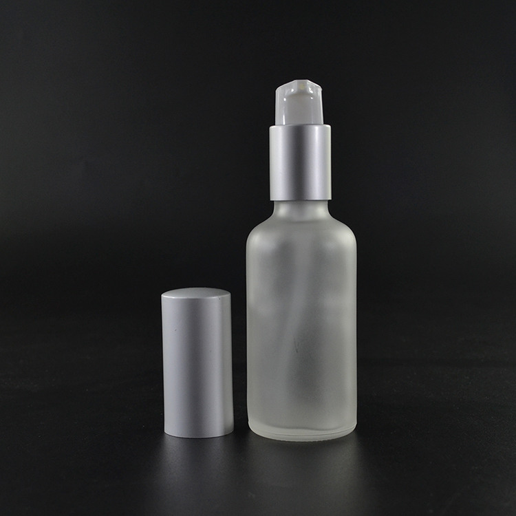 HXZ 30ml 50ml 60ml frosted blue green amber clear empty bottles cosmetics travel glass bottle with pump lotion cap