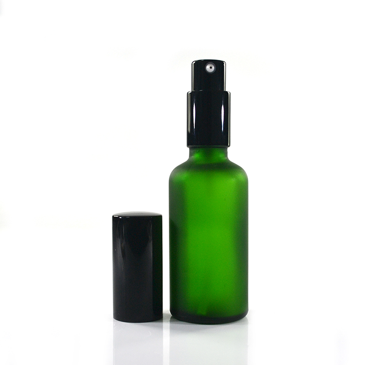 HXZ 30ml 50ml 60ml frosted blue green amber clear empty bottles cosmetics travel glass bottle with pump lotion cap