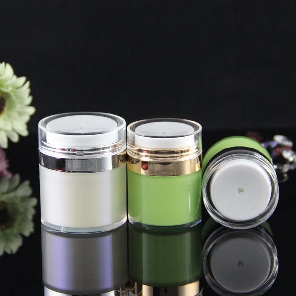 Haijing manufacturer 15ml 30ml 50ml round empty cosmetic plastic airless jar