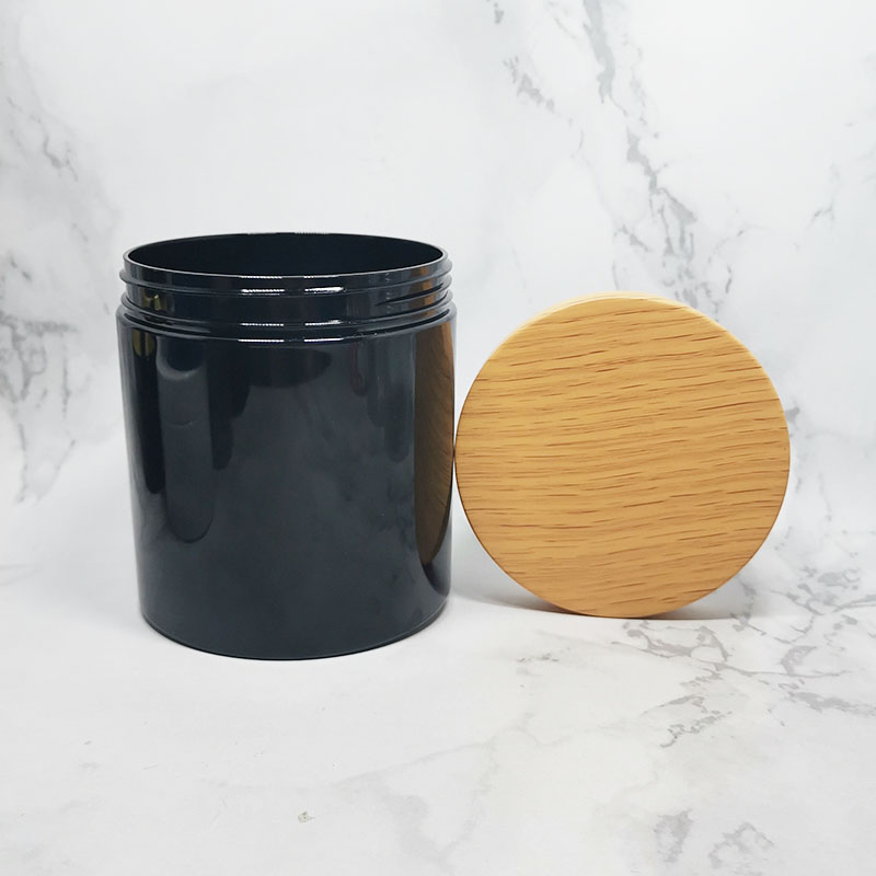 Hair Mask Black Wood Grain Plastic Skin Care Cream 500ml Pet Can Lid Custom