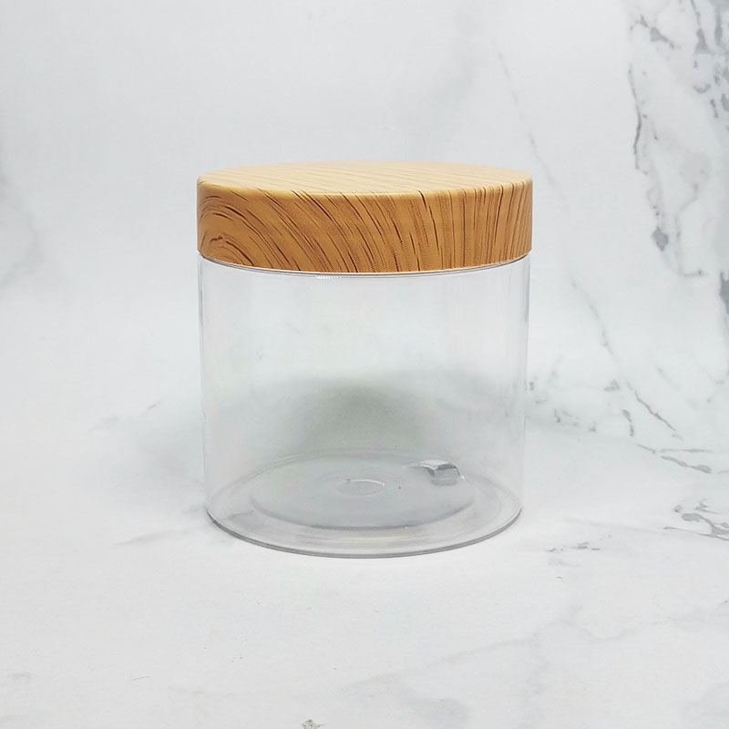 Hair Mask Black Wood Grain Plastic Skin Care Cream 500ml Pet Can Lid Custom