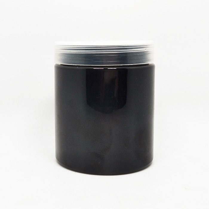 Hair pomade packaging 8oz black pet plastic cans wholesale with black aluminum lids