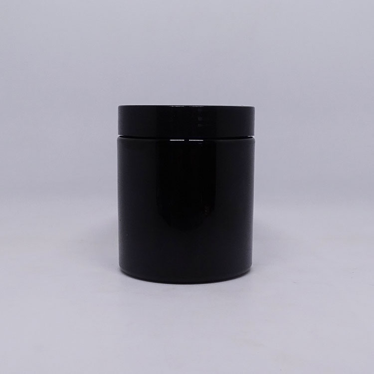 Hair pomade packaging 8oz black pet plastic cans wholesale with black aluminum lids