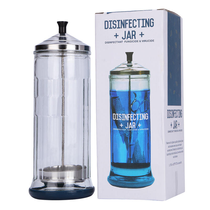 Hair salon hairdressing tool disinfection large stainless steel cover glass bottle