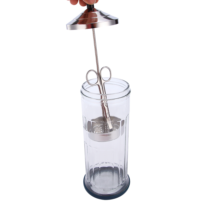 Hair salon hairdressing tool disinfection large stainless steel cover glass bottle