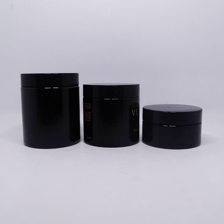 Hair wax product packaging 100ml black PET plastic jar container with metal lid