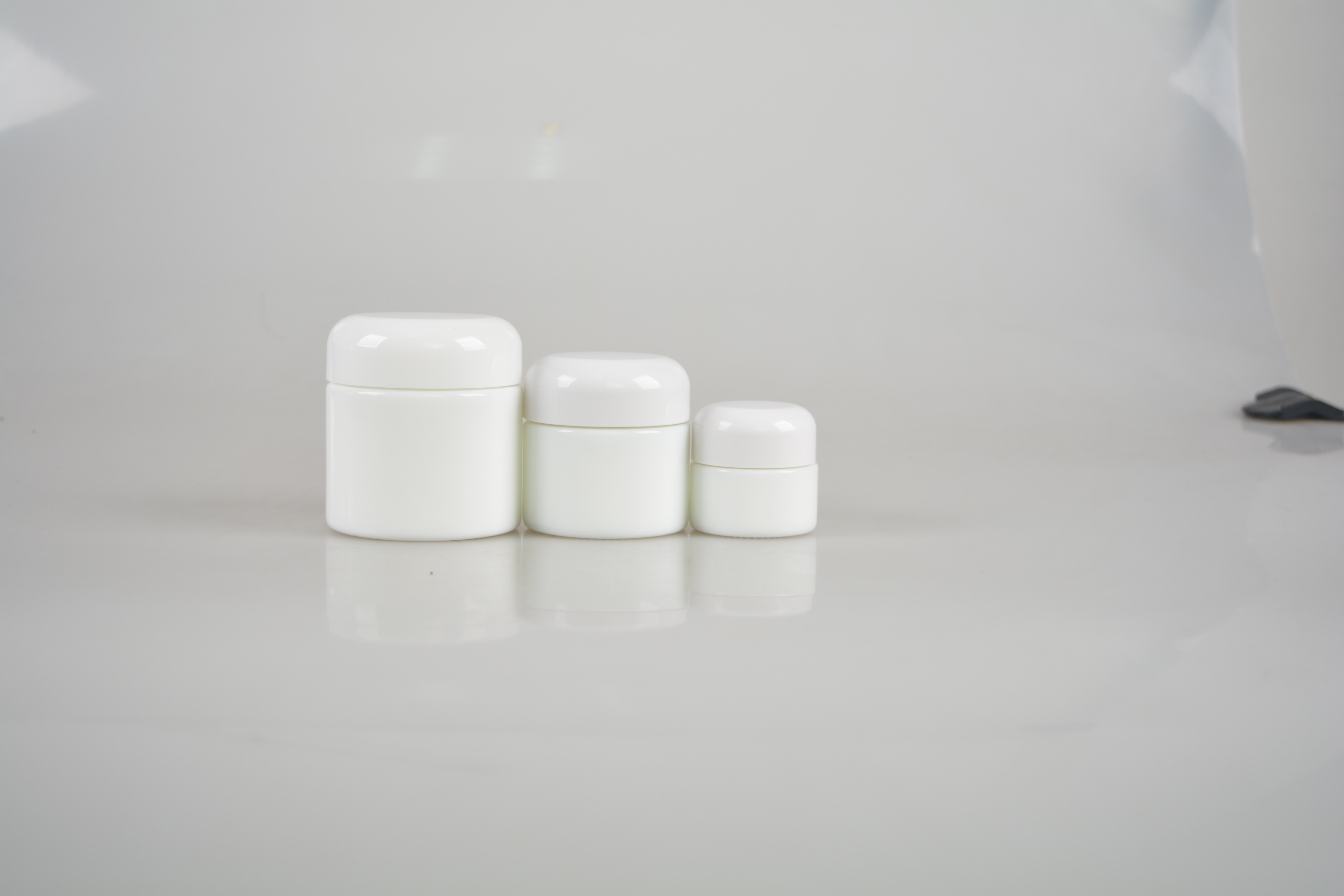 Half round design cream jars for opal white glass jars