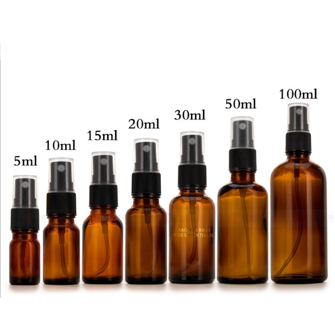 Hand Sanitizer Sample Amber Glass Bottle With Spray