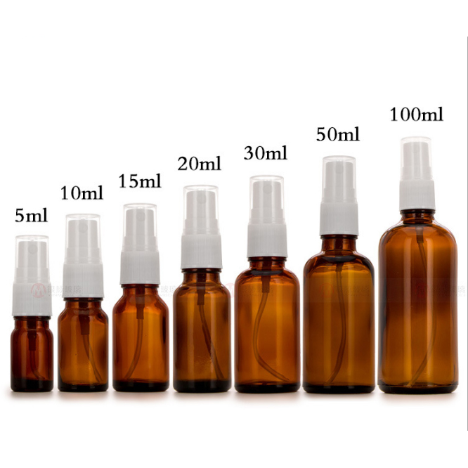 Hand Sanitizer Sample Amber Glass Bottle With Spray