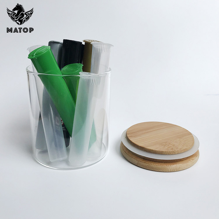 Hand made decorative storage glass jar straight sided glass jar bamboo lid