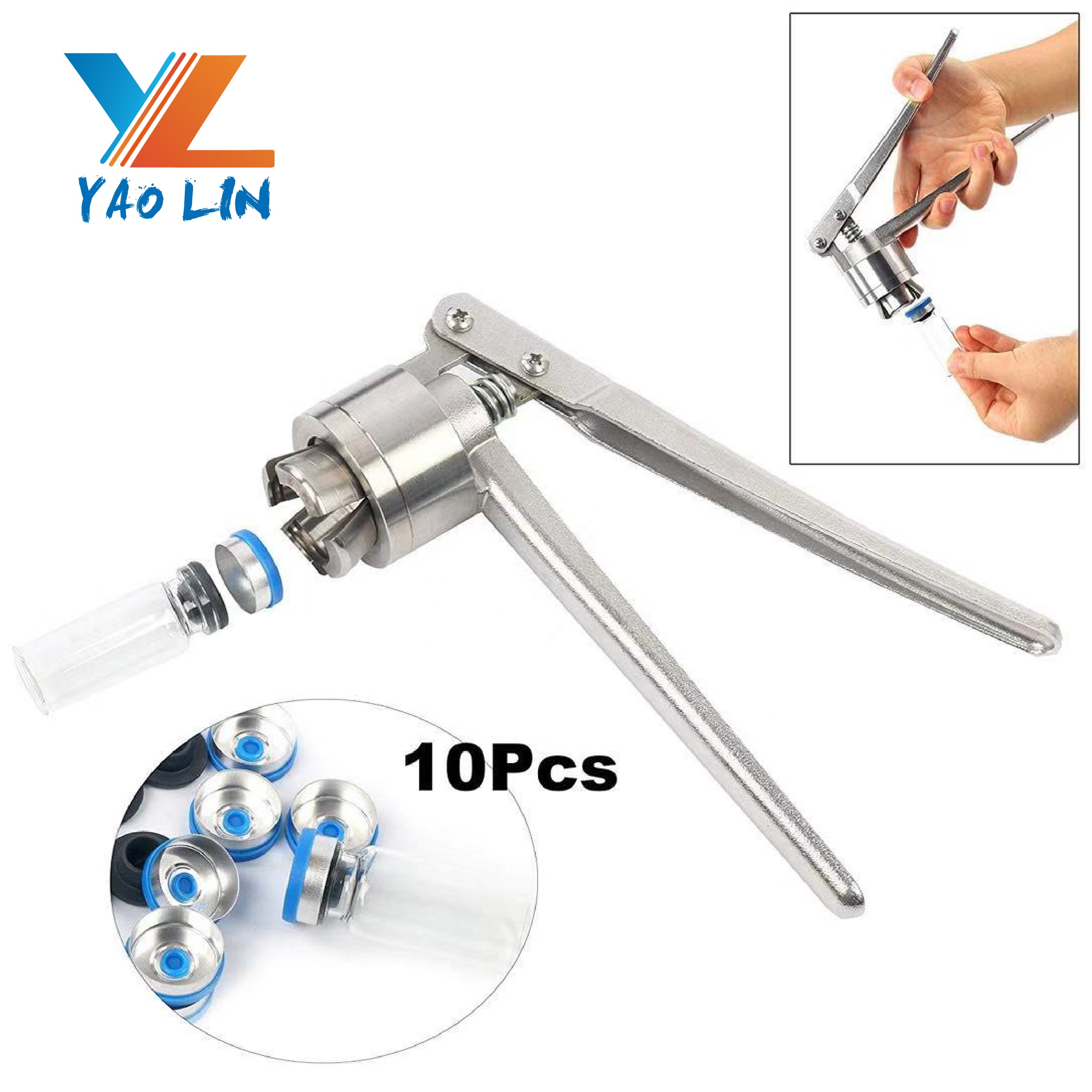 Hand sealing machine glass vial crimper tool for bottle flip cap  with2ml/3ml /10ml/20ml/50ml/100ml injection vial