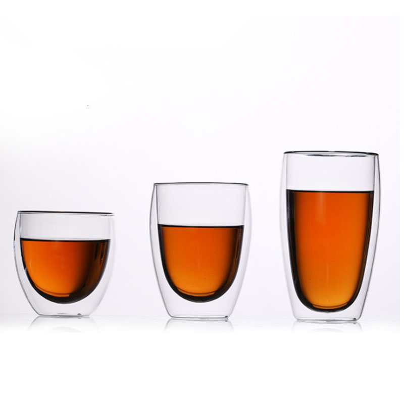Handmade 450mL Heat Resistant High Borosilicate Insulated Thermal Glass Cups Coffee Pot for Office Use Glass Milk Juice