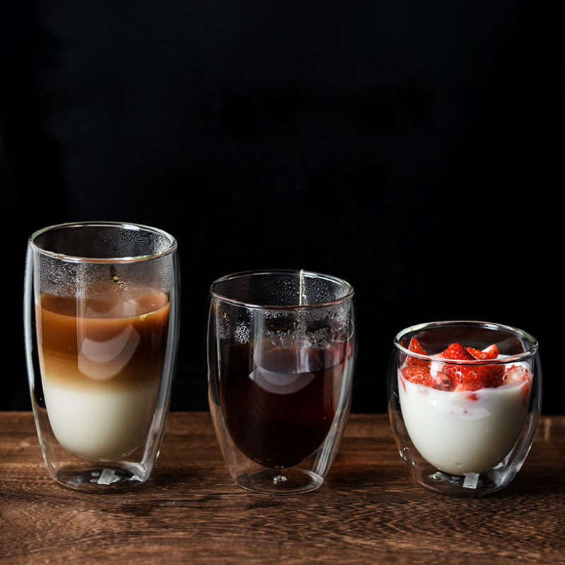 Handmade 450mL Heat Resistant High Borosilicate Insulated Thermal Glass Cups Coffee Pot for Office Use Glass Milk Juice