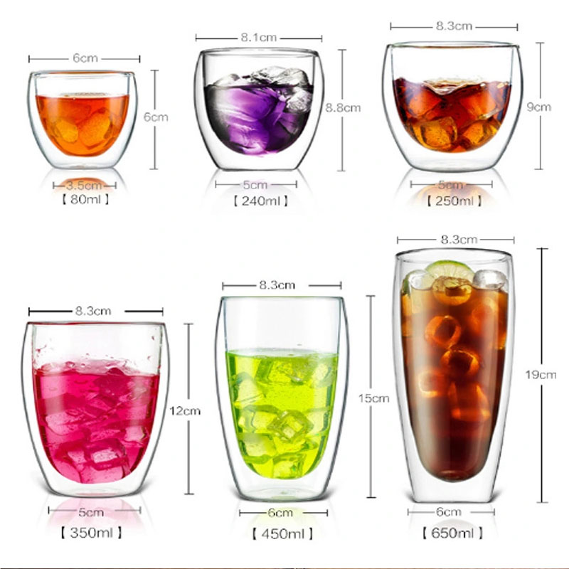 Handmade 450mL Heat Resistant High Borosilicate Insulated Thermal Glass Cups Coffee Pot for Office Use Glass Milk Juice