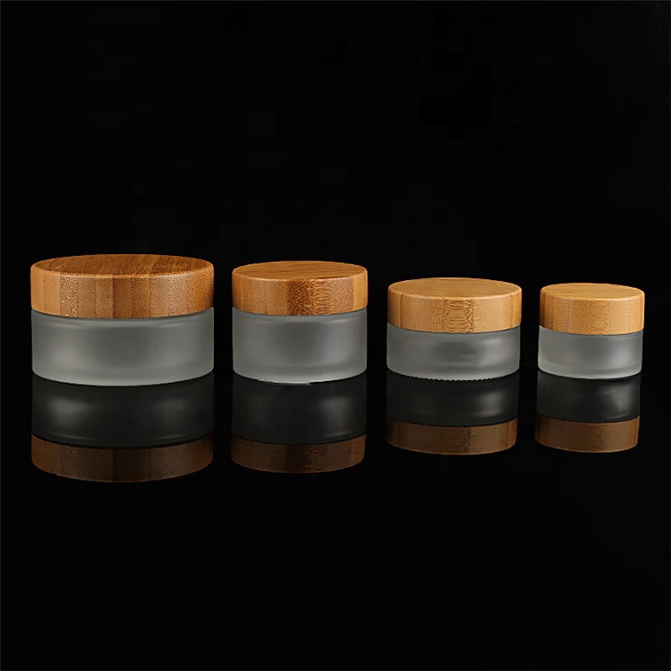 Handmade Eco 15ml 30ml 50ml 100ml Face Cream Frosted Clear Bamboo Glass Cosmetic Jar