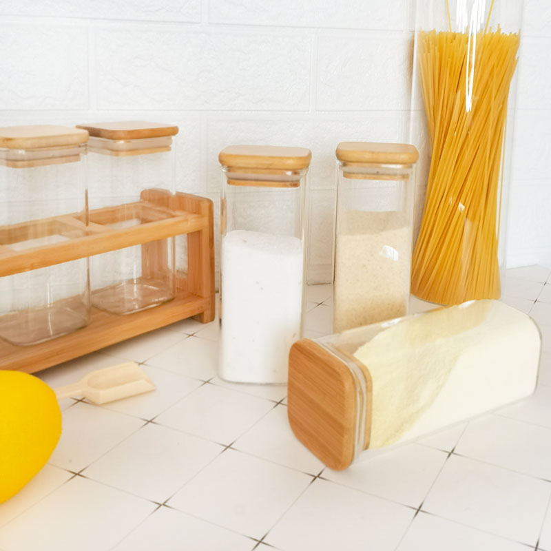 Handmade Food Storage Container Square Glass Jar