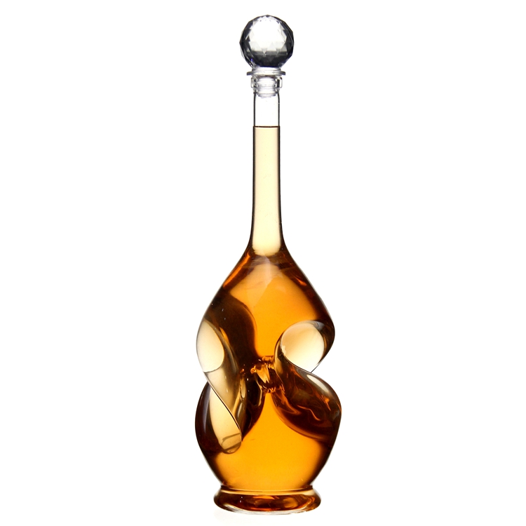 Handmade Glass Wine Vodka Wshikey Bottle With Glass Lid