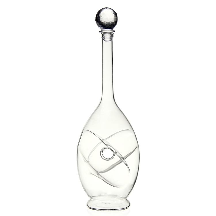 Handmade Glass Wine Vodka Wshikey Bottle With Glass Lid