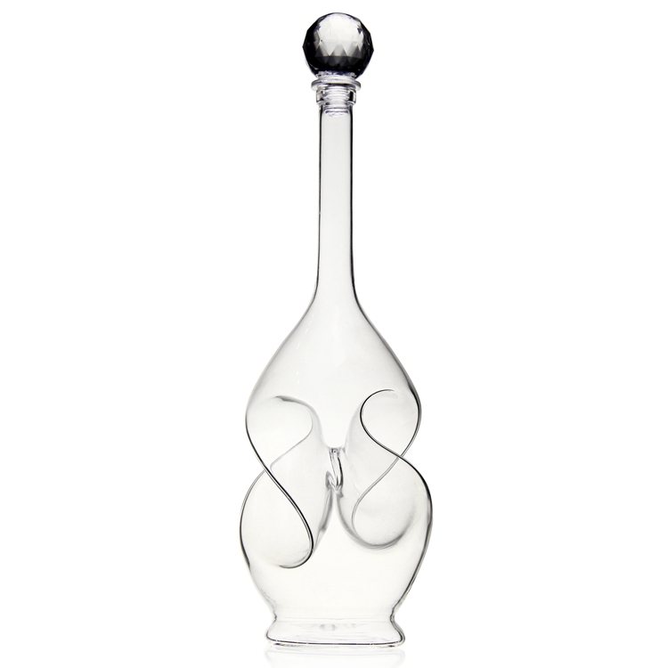Handmade Glass Wine Vodka Wshikey Bottle With Glass Lid