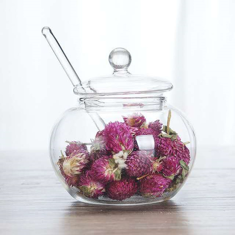 Handmade Glass honey jar honeycomb shape storge jar for the honey