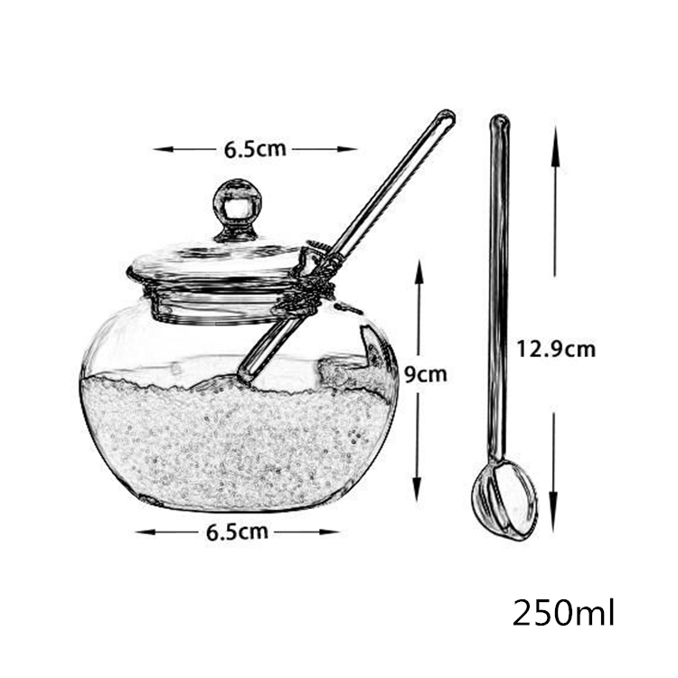 Handmade Glass honey jar honeycomb shape storge jar for the honey