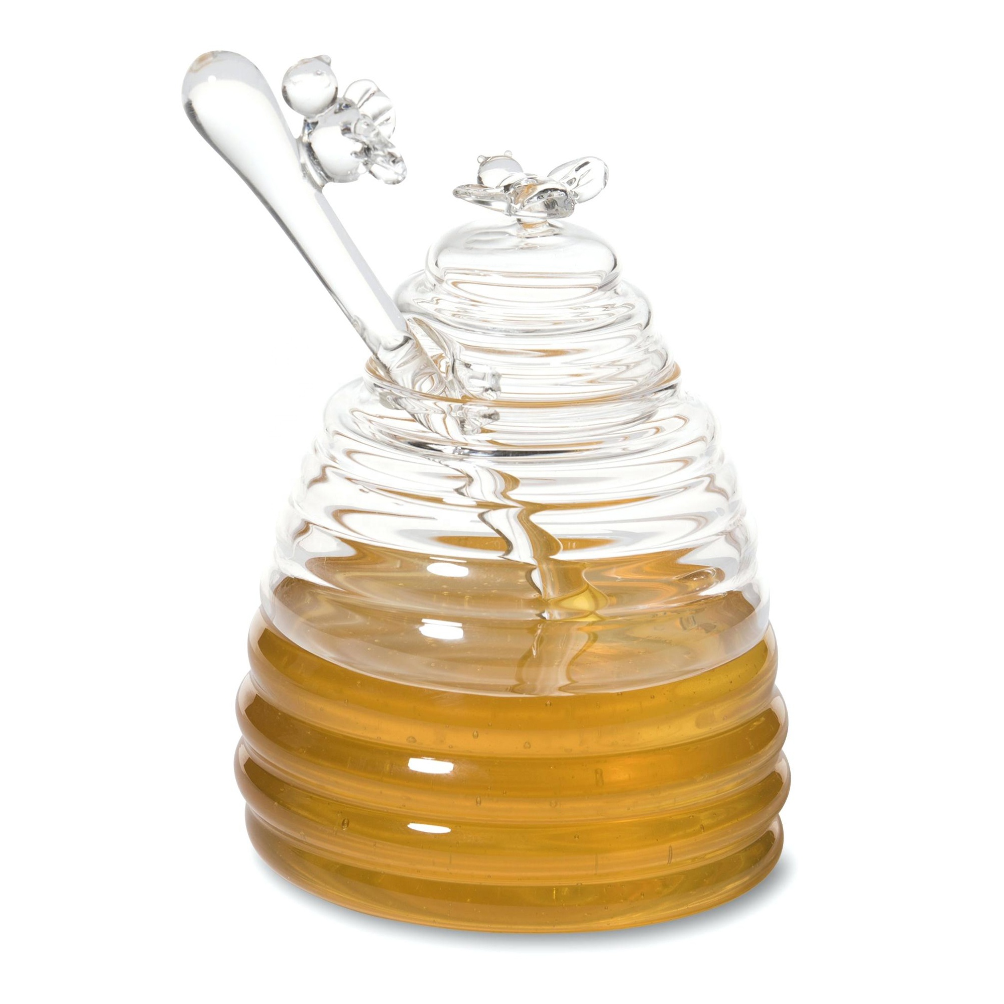 Handmade Hive Hermetic Honey Bee Pots With Glass Lid and Dipper