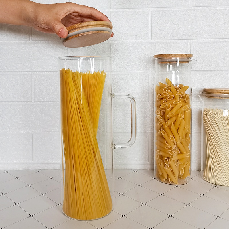 Handmade kitchen canister borosilicate glass jar for spaghetti