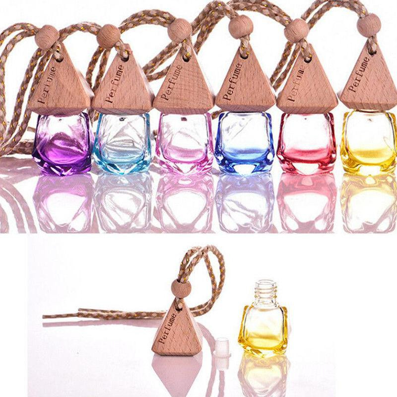 Hanging Car Perfume Bottles Fragrance Diffuser Bottle Car Air Freshener Glass Essential Oil Bottle Pendants Handing Decorations